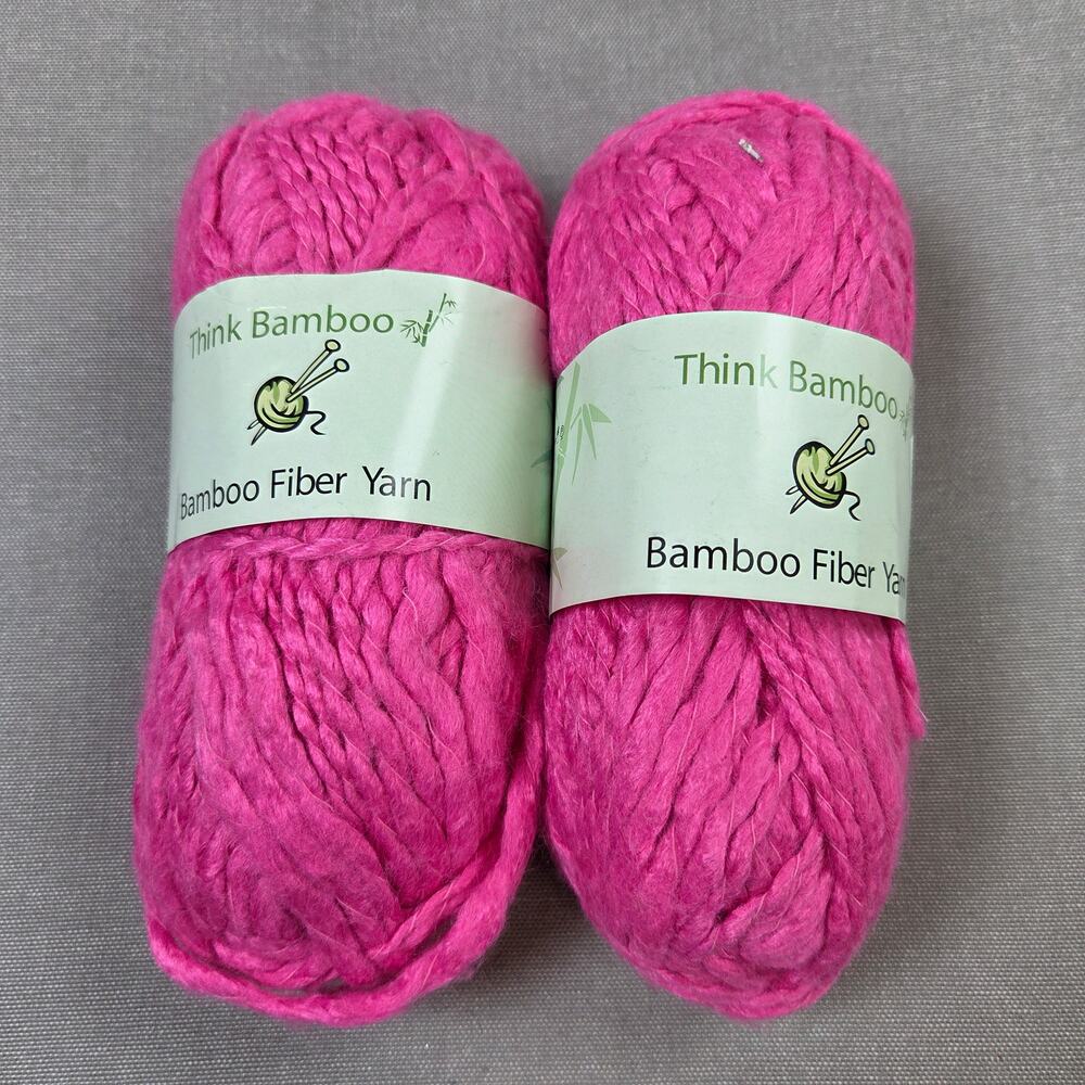 Think Bamboo Fiber Yarn Lot of 2 Style B912 Pink Color 923 Bulky Wool Blend